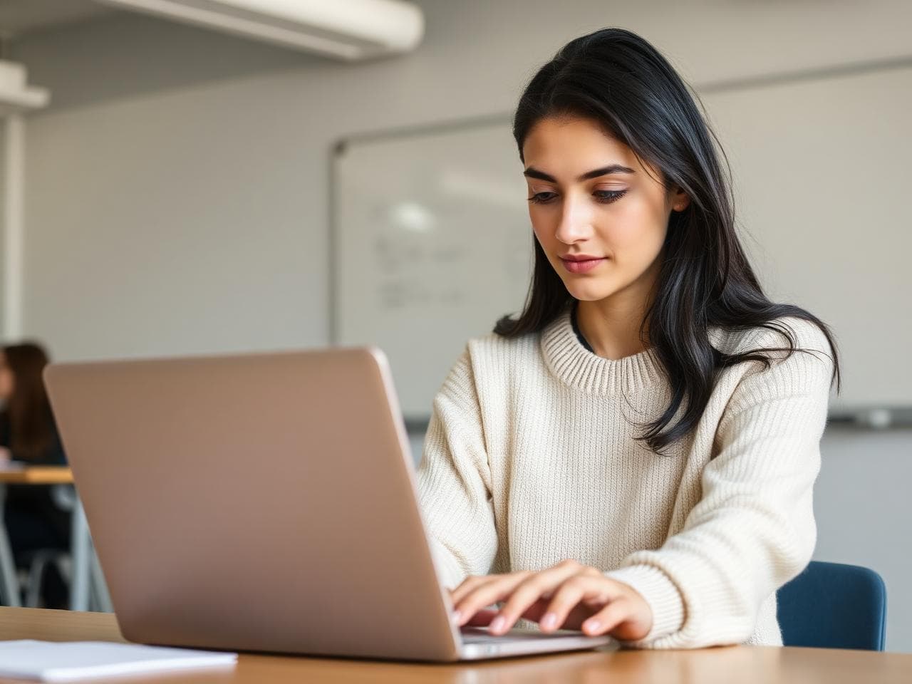 Student studying with laptop